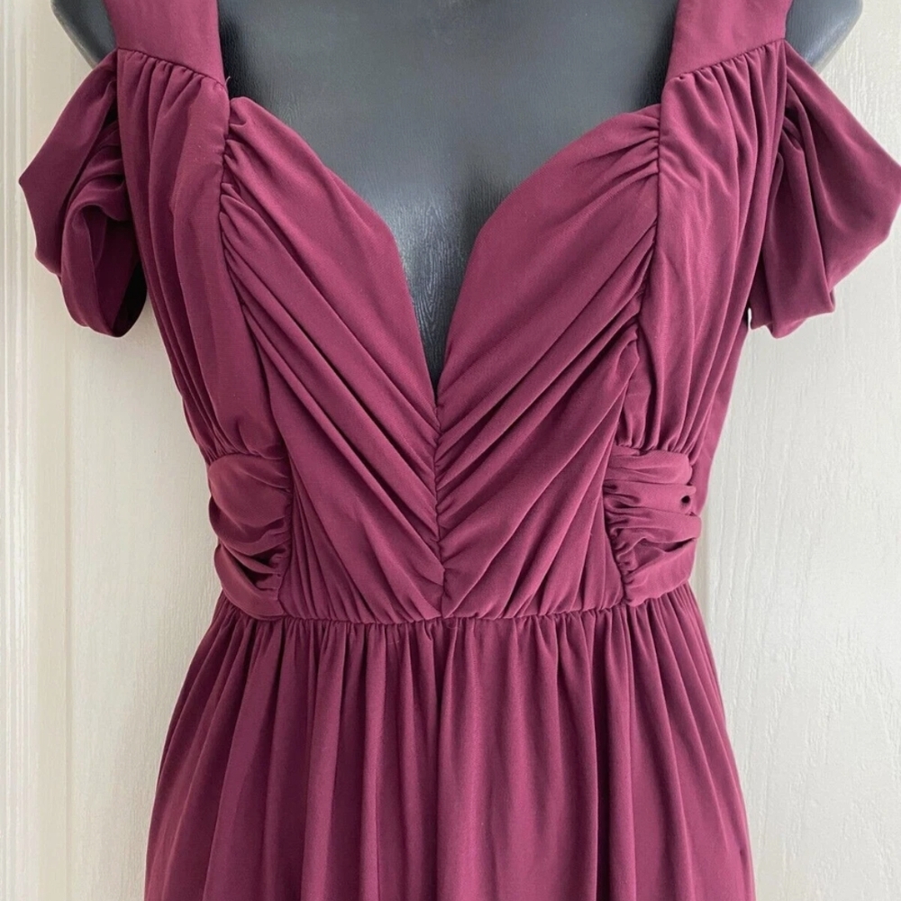 ASOS Burgundy Off-Shoulder Dress